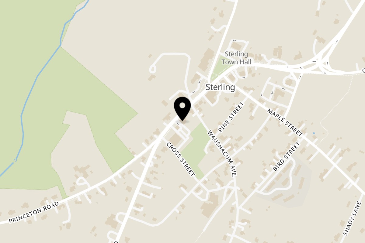 Map showing the location of Centre Pizza on 9 Main St in Sterling